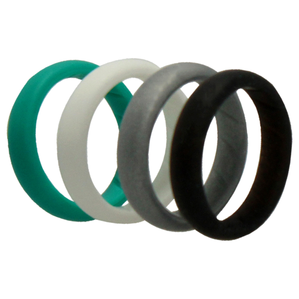 Silicone Wedding BR Solid Ring Set - Basic-Turqouise by ROQ - 4x9mm Ring